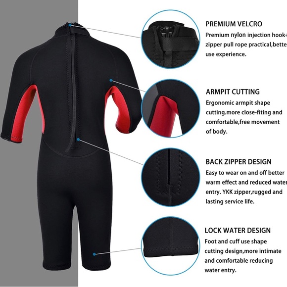 REALON Kids Wetsuit for Boys Girls, Neoprene Full Wet Suits 3mm  Back Zip size M - Picture 2 of 11